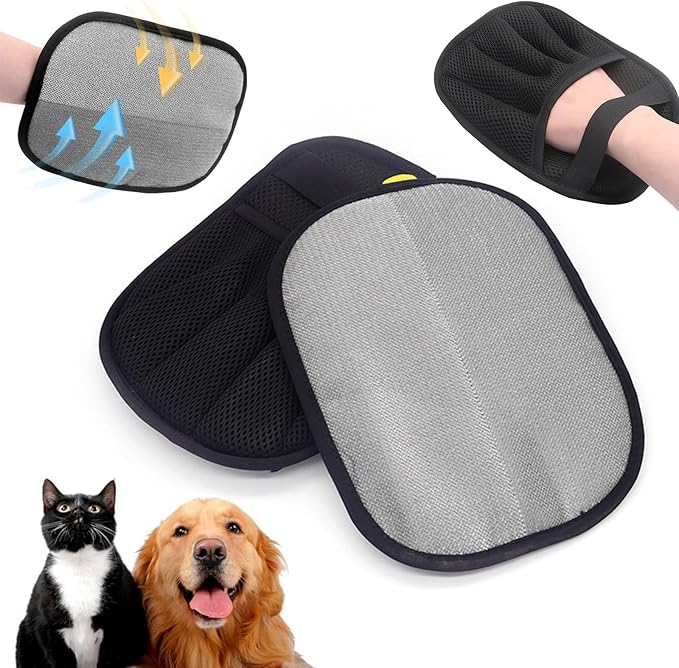 2025 New Upgraded Electrostatic Pet Hair Removal Gloves - Reusable Cat Hair Remover & Dog Hair Removal Mitt with Elastic Cuff & Finger Loops for Furniture, Bedding, Car (2pcs)-Mewly Pet