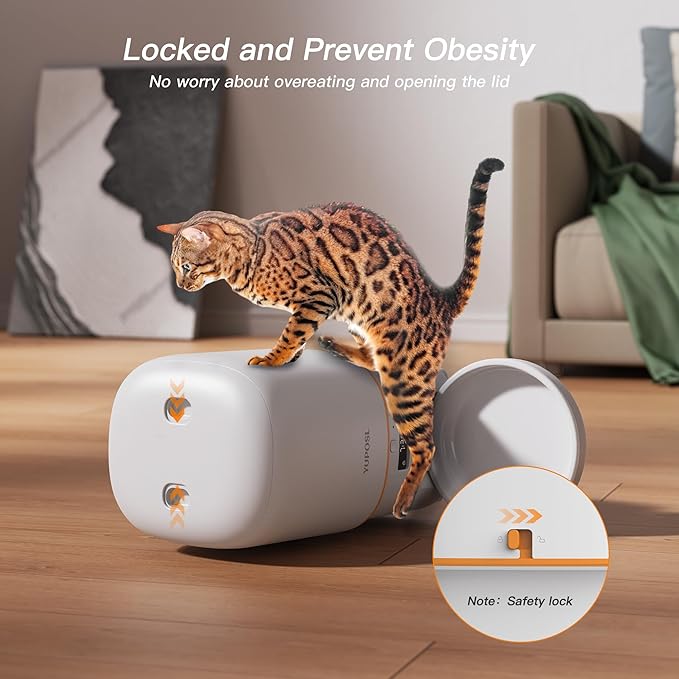 Automatic Cat Feeder - 2L Cat Food Dispenser, Timed Auto Pet Feeder with 180-day Battery Life, 1-6 Meals Per Day, 1-16 Portion, Ceramic Bowl, Desiccant Bag Keeps Dry Food Fresh, Also for Small Dogs-Mewly Pet