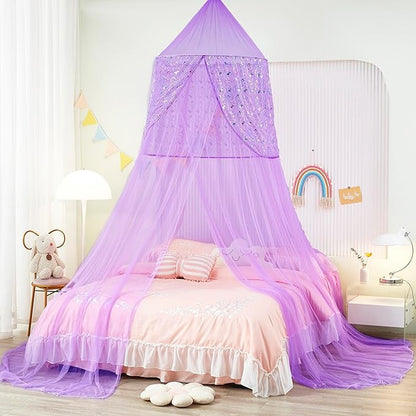 Unicorn Bed Canopy for Girls,Bed Canopy with Lights,Canopy for Girls Room Decor, Canopy for Twin to King Size