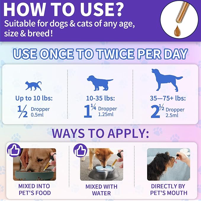 Flea and Tick Prevention Support for Cats and Dogs Natural Flea Treatment Drops with Multivitamin for Pets Oral Natural Supplement Flea and Tick Treatment Drops for All Breeds and Ages-Mewly Pet