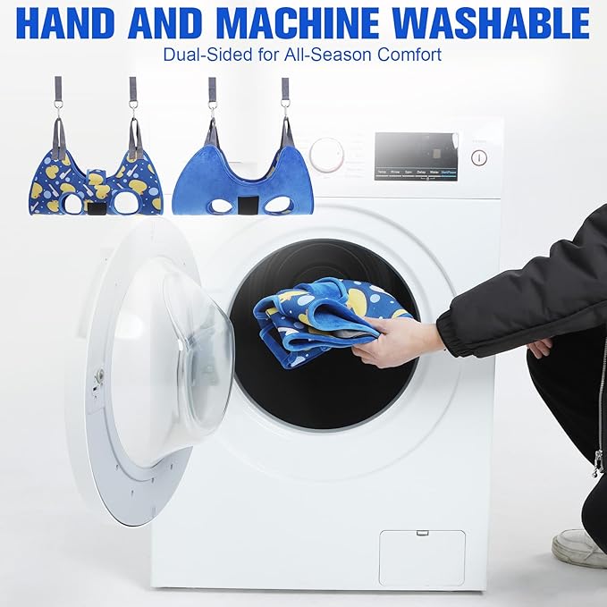 PAWCHIE Dog Grooming Hammock Harness for Dogs & Cats with Pet Nail Clipper Trimmer - Cat Hanger Sling for Trimming Clipping Nails- Dog Hammock Restraint Bag for Small Medium Large Dog, Navy Blue XS-Mewly Pet