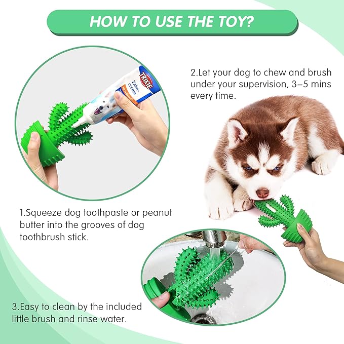 Dog Chew Toys Dog Toothbrush Stick Teeth Cleaning Brush Dental for Medium Large Dog, Puppy Christmas Easter Birthday Gifts, Outdoor Squeaky Toys for Aggressive Chewers Interactive Tough Toys-Mewly Pet