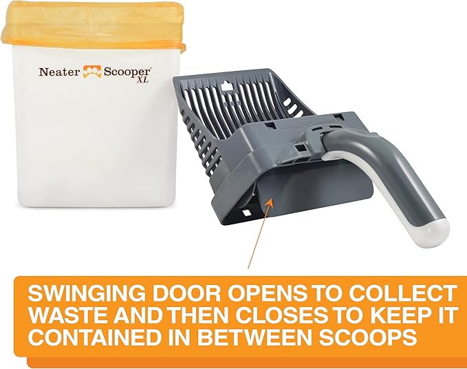 Neater Pet Brands Neater Scooper XL Cat Litter Scoop, 60 Refill Bags – Extra-Large Capacity Mess-Free Cat Litter Scooper with Bag for Large & Multiple Cats, Spill-Proof Litter Box Scooper with Holder-Mewly Pet