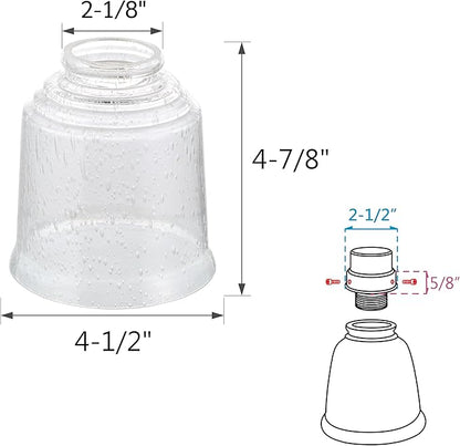 Aspen Creative 23158-4 Transitional Clear & Seeded Ceiling Fan Replacement Glass Shade, 2-1/8" Fitter, 4-1/2" Diameter x 4-7/8" Height, 4 Pack