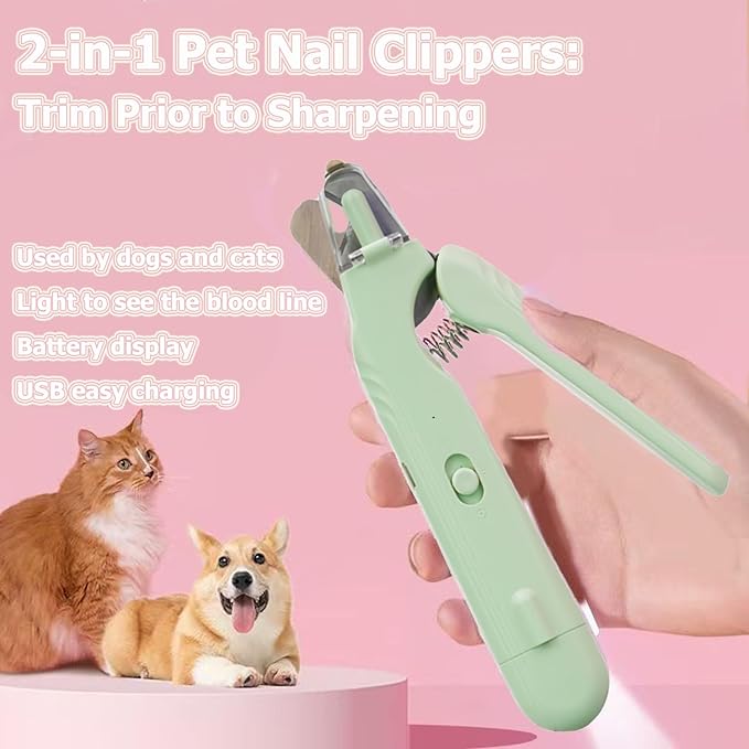 2 In 1 Pet Nail Clipper and Grinder, Professional Electric Rechargeable Pet Nail Fast Trimmer, Painless, Claw Care Grooming, Smoothing, Silent - Shockproof, For Small, Large Dogs & Cats, upgraded-Mewly Pet