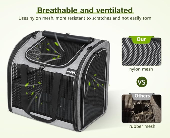 Pecute Cat Backpack with Widened Interior Space, Upgraded Dog Backpack Carrier with Various Ways to Carry, Pet Backpack with Breathable Mesh, Pet Travel Carrier with Soft Padded, Reinforced Support-Mewly Pet
