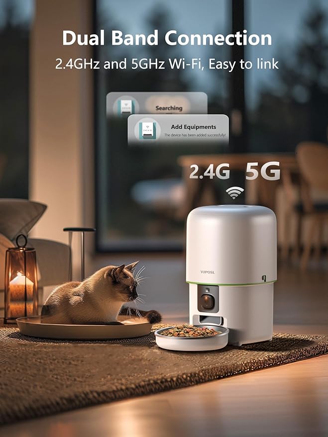 Automatic Cat Feeder with Camera - 5G WiFi Auto Cat Food Dispenser, 1080P HD Video with Night Vision, 1-15 Meals, 1-99 Portions, 2-Way Audio, Keeps Food Fresh, 4L Timed Pet Feeder Also for Dogs-Mewly Pet