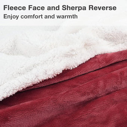 Catalonia Sherpa Wearable Blanket with Sleeves & Foot Pockets for Adult Women Men, Comfy Snuggly Wrap Sleeved Throw Blanket Robe, Gift Idea, Wine