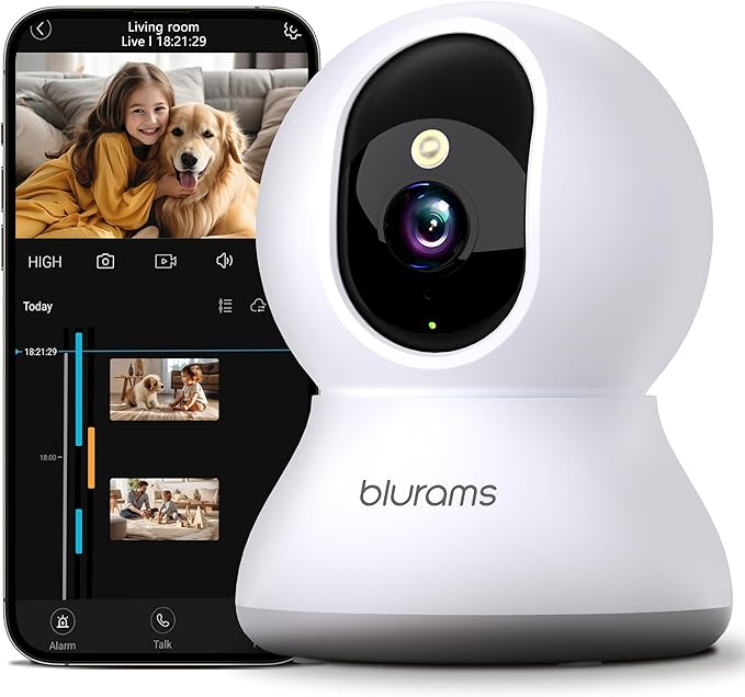 blurams Pet Camera 2K, Dog Camera with Phone App, 360° PTZ Indoor Cameras for Home Security Indoor, Color Night Vision, 2-Way Talk, Motion Detection&Tracking, Cloud&SD(2.4GHz Only)-Mewly Pet