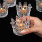 Vixdonos Crown Glass Tealight Candle Holder Set of 12 Clear Votive Candle Holders for Wedding, Party and Home Decor