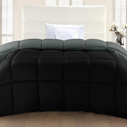 Utopia Bedding Comforter Duvet Insert, Quilted Comforter with Corner Tabs, Box Stitched Down Alternative Comforters King Size (Black/Grey)