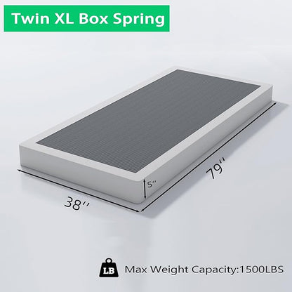 ALDRICH 5 Inch Heavy Duty Metal Box Spring Mattress Foundation 1500lbs Max Weight Capacity/Non-Slip/No Noise/Easy Assembly/Easy Clean Cover,Twin XL