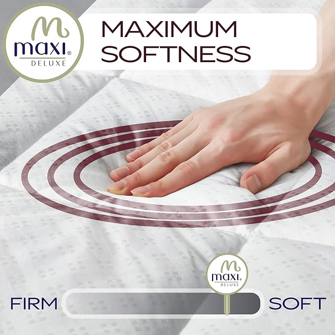 MAXI Short Queen Mattress Pad - Luxurious Cotton Sateen Mattress Protector - Soft, Comfortable, and Breatheable Mattress Cover - Mattress Pad Protects Mattress from Dust, Dirt, Spills, and Stains