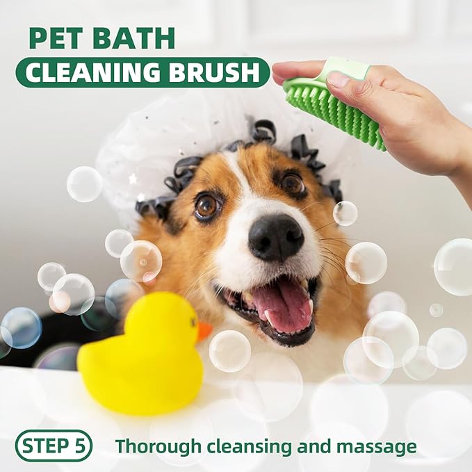 Pet Grooming Kit - 7 PCS Green Deshedding Brush Set with Undercoat Rake, Slicker Brush, Bath Brush & Nail Clipper for Short & Long-Haired Dogs and Cats-Mewly Pet
