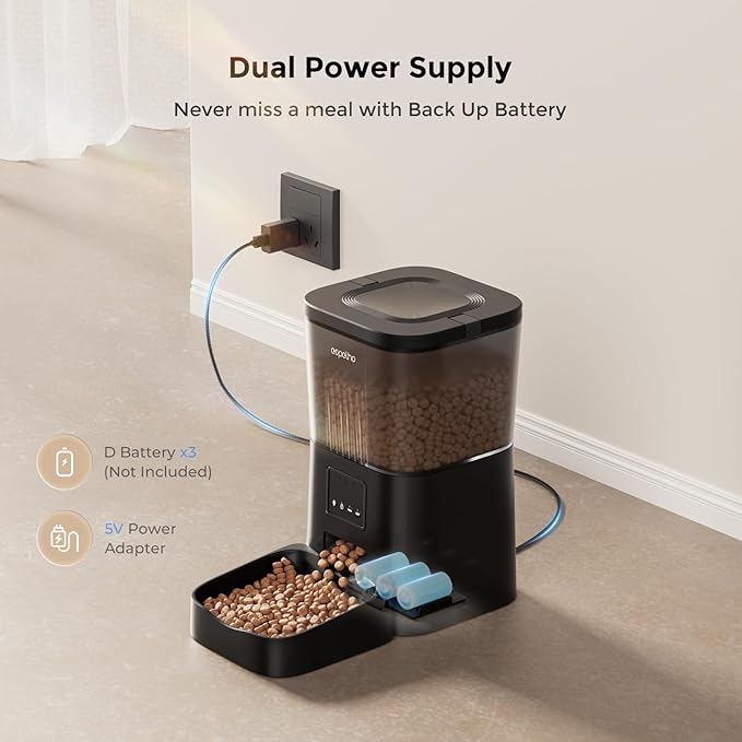 Espelho Automatic Cat Feeders WiFi: Food Dispenser with App Control 2.4Ghz WiFi- Smart Timed Cats Feeder with Voice Recorder| 4L Auto Pet Feeder for Cat and Small Dog- Up to 10 Meals per Day-Mewly Pet