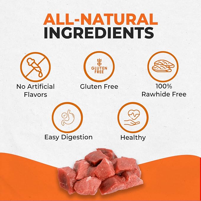 Canine Naturals Beef Chew - Rawhide Free Dog Treats - Made with Real Beef - Poultry Free Recipe - All-Natural and Easily Digestible - 5 Pack of 7 Inch Large Rolls for Dogs 50-75lb-Mewly Pet