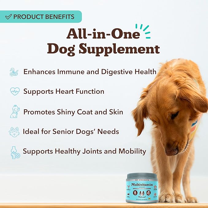 Natural Dog Company Vet Strength Multivitamin Chews for Dogs – Glucosamine, Omega-3 & Biotin for Dogs, Skin & Coat Health, Digestive Health, Immune Support Supplement, Advanced Formula, 90 cnt-Mewly Pet