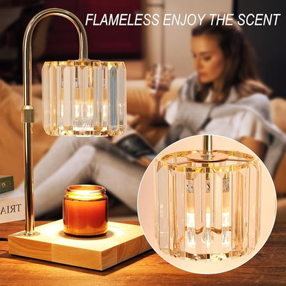 Candle Warmer Lamp with Timer, Dimmable Electric Candle Wamer Adjustable Height, Glass Modern Candles Melter Lamp, Gifts for Women Mom, Clear