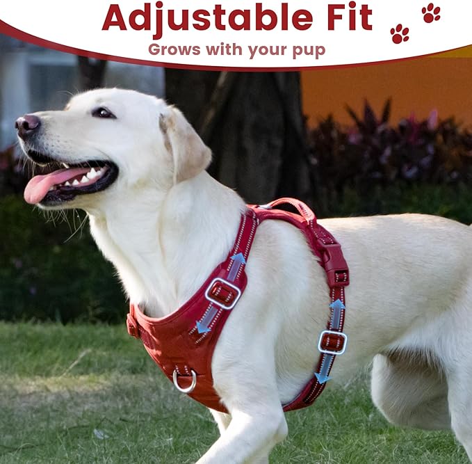 No Pull Dog Harness, Reflective Puppy Vest for Small Medium Large Sized Dog(Burgundy Red,M)-Mewly Pet