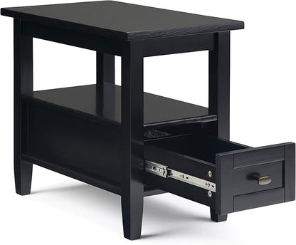 SIMPLIHOME Warm Shaker SOLID WOOD 14 inch Wide Rectangle Transitional Narrow Side Table in Black for the Living Room and Bedroom