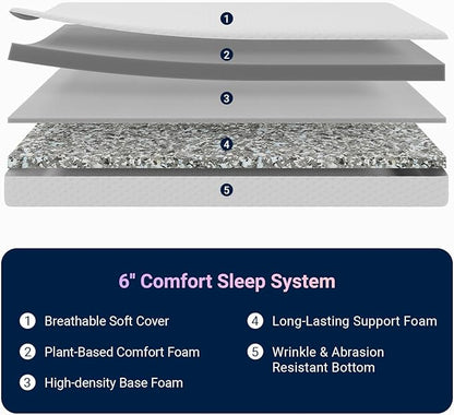 Avenco Queen Mattress, 6 Inch Memory Foam Queen Size Mattress in a Box for Comfort Sleep & Pressure Relief, CertiPUR-US Certified Medium Firm