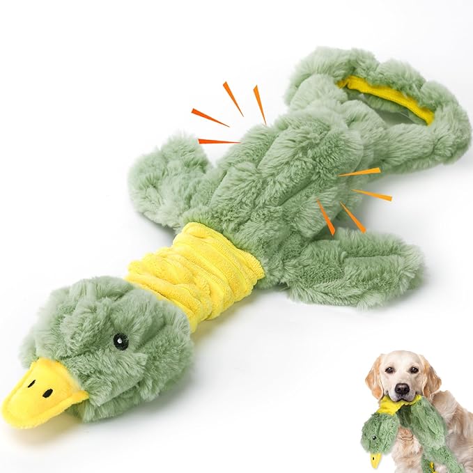 Large Plush Squeaky Dog Toys for Aggressive Chewers, Interactive Tug of War Puppy Toys for Indoor Play - Duck Stuffed Dog Toys with Soft Fabric for Small, Medium, and Large Pets-Mewly Pet