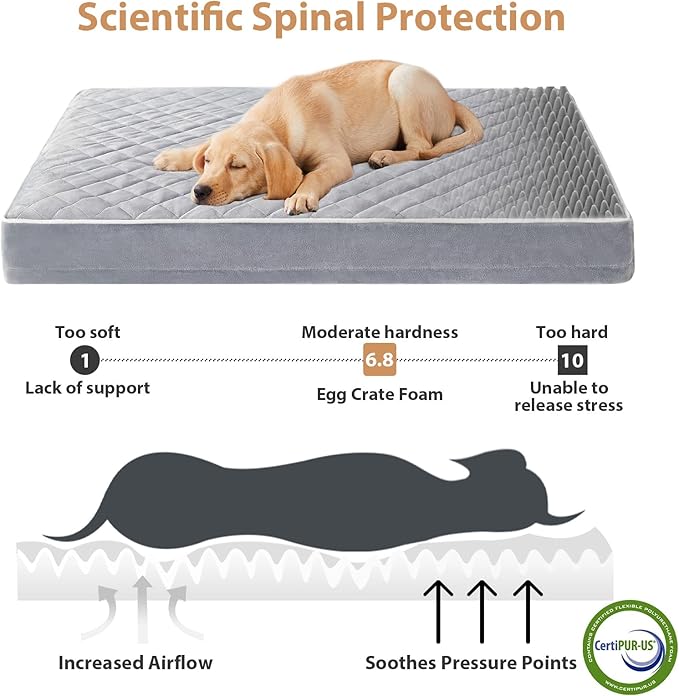 WNPETHOME Orthopedic Dog Bed for Crate, Waterproof Extra Large Dogs Bed with Removable Washable Cover, Multi-Needle Quilting Dogs Crate Beds-Mewly Pet