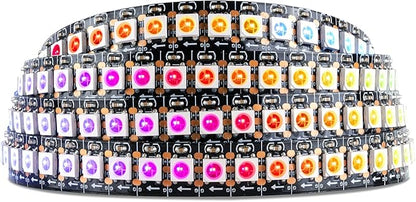 SEZO WS2812B LED Strip Light 3.3FT/1M 144LEDs/m Individually Addressable Programmable 5050SMD Digital RGB Alloy Wires Flexible Dream Color IP30 Non-Waterproof PCB Black DC5V