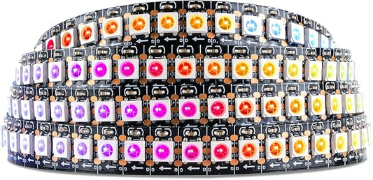 SEZO WS2812B LED Strip Light 3.3FT/1M 144LEDs/m Individually Addressable Programmable 5050SMD Digital RGB Alloy Wires Flexible Dream Color IP30 Non-Waterproof PCB Black DC5V