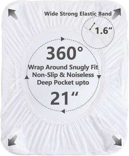 Twin XL Mattress Pad Waterproof, Soft Cooling Mattress Topper for College Dorm, Extra Long Twin Mattress Cover Protector Washable, Deep Pocket 8-21" (39x80 inch, White)