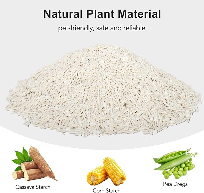Non-Stick Ultra Clumping Cassava Tofu Cat Litter, Odor Control Low Tracking Kitty Litter Pellets, Plant-Base Natural Ingredients Cat-Litter, 9 lbs X 4 Packs-Mewly Pet