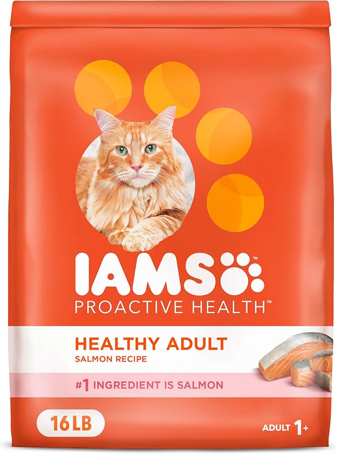 IAMS Proactive Health Adult Healthy Dry Cat Food with Real Salmon, 16 lb. Bag-Mewly Pet