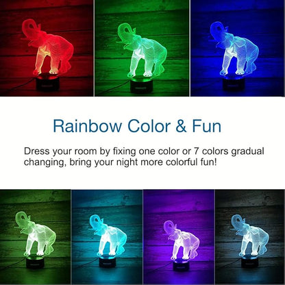 3D Elephant Decor Lamp Gift with Remote, 7 Color Changing Night Light Birthday Toys for Kids Girls Boys