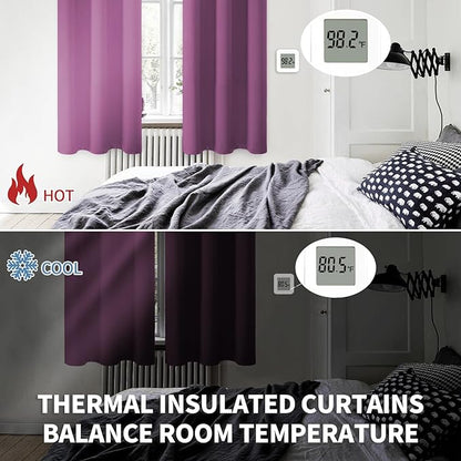 BGment Room Darkening Curtains 63 Inches Long - Grommet Thermal Insulated Drapes Window Treatment Curtains for Bedroom, 2 Panels, 52 x 63 Inch, Eggplant Purple