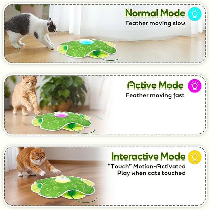 Interactive Cat Toys, Motion Activated, Moving Feather, Real Mouse Squeaky, Hide and Seek Cat Toys for Indoor Cats-Mewly Pet