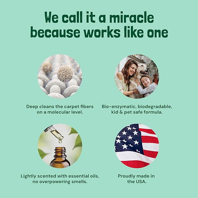 Sunny & Honey Carpet Shampoo & Cleaning Solution - 32 Fl Oz Spring Mint Scent - Pet Carpet Cleaner Machine Solution - Rug & Upholstery Cleaner - Stain Remover & Odor Deodorizer-Mewly Pet