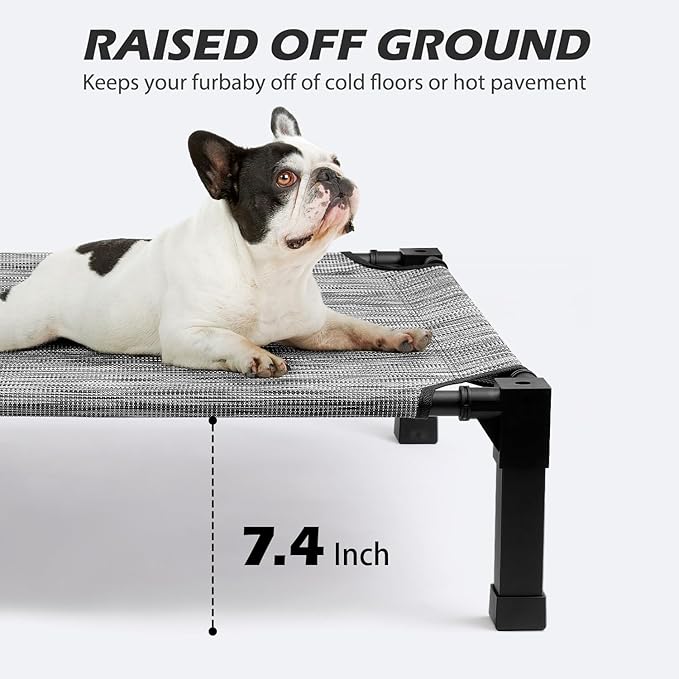 Heeyoo Elevated Dog Bed, Cooling Raised Pet Cot with Chew Proof Washable Breathable Mesh and Metal Frame, Portable Dog Cot Bed with No-Slip Feet for Outdoor or Indoor Use-Mewly Pet