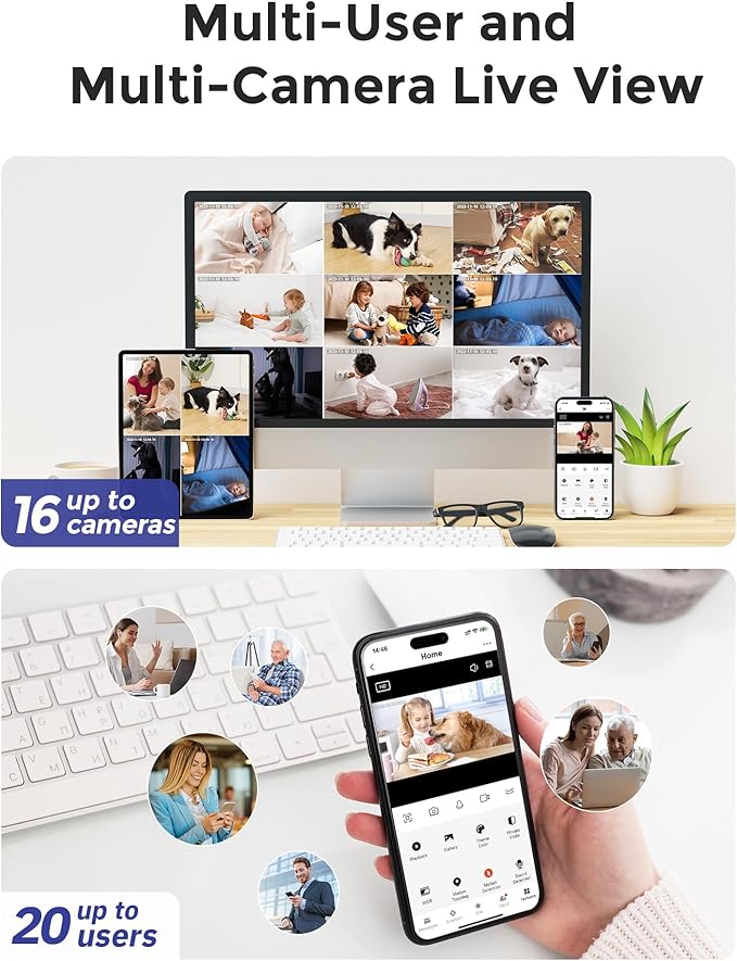 Hugolog 4K 8MP Indoor Pan/Tilt Security Camera with Auto-Focus,Ideal for Baby Monitor/Pet Camera/Home Security,Starlight Color Night Vision,Human/Pet AI,Noise Reduction,US Cloud,Works with Alexa-Mewly Pet