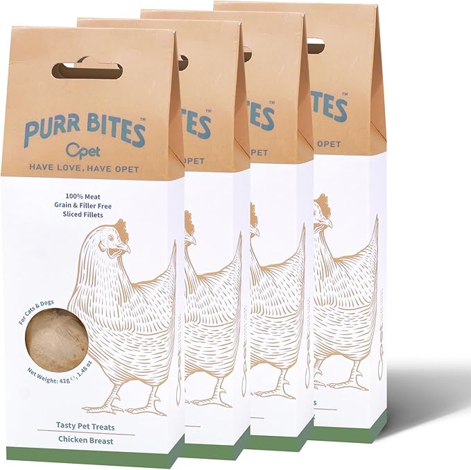 OPET Freeze Dried Chicken Cat Treats, Single Ingredient Grain Free High Protein Pet Food for Cats and Dogs, Healthy Training Snacks, Freeze Dried Cat Food (Chicken Breast, 5.92 Ounce)-Mewly Pet