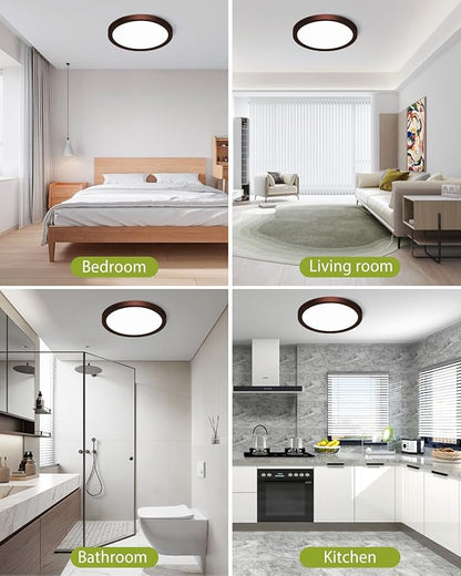 hepside 4PACK Flush Mount LED Ceiling Light Fixture Oil Rubbed Bronze, 12Inch 28W, Dimmable 3000K-4500K-6000K 3 Color Ceiling Lamp 3200LM Low Profile Ceiling Light for Kitchen Bedroom Hallway