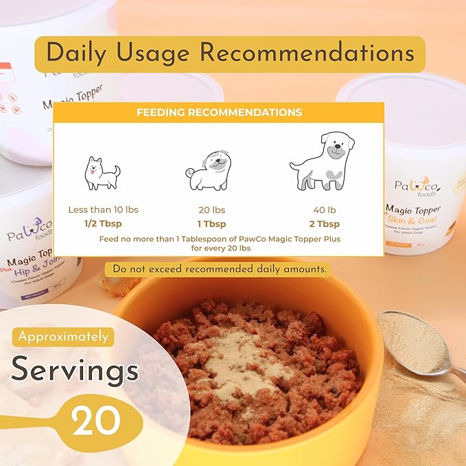 PawCo Magic Topper Skin & Coat - Dog Food Topper for Healthy Skin & Shiny Fur, Grain-Free Meal Enhancer with Omega-3 & DHA, 160g-Mewly Pet