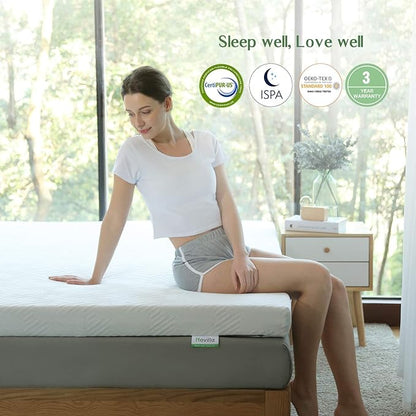 Novilla 4 Inch King Size Mattress Topper, Medium Firm Memory Foam Mattress Topper, Gel Infused for Motion Isolation & Pressure Relieving, with Breathable Cover, King Size,White