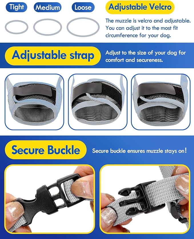 Dog Muzzle, Soft Air Mesh Muzzle for Small Medium Large Dogs Anti Biting Barking Chewing, Breathable Drinkable Adjustable Loop Pets Muzzle for German Shepherd Husky Labrador Retriever (Grey,L)-Mewly Pet