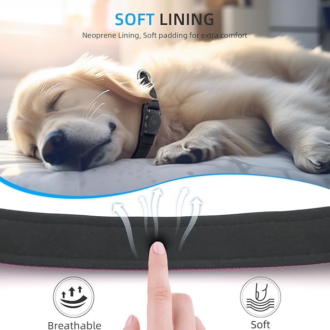 Upgraded AirTag Dog Collar, IP68 Waterproof Air Tag Dog Collar Holder, Reflective, Ultra-Durable, Comfortable Padded, Heavy Duty Dog Collars for Small Medium Large Dogs (XS (10.25"-13"), Pink)-Mewly Pet