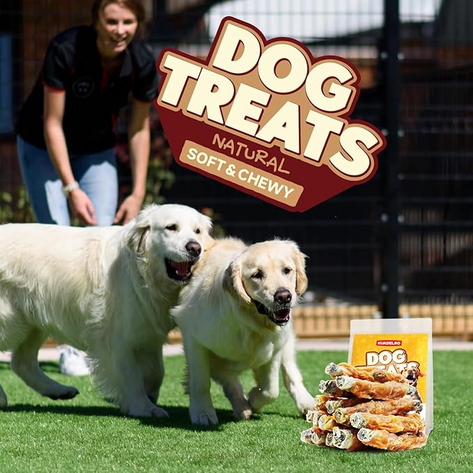 Chicken Wrapped Cod Skin Dog Treats, High Protein Chicken Jerky Chews Rawhide-Free Long-Lasting Dog Training Treats Snacks for Medium and Breeds 10.54oz-Mewly Pet