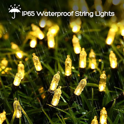 LYHOPE Battery Christmas Lights, 33ft 100 LED Christmas Lights Waterproof 8 Modes Battery Operated String Lights for Outdoor & Indoor, Xmas Tree, Wreaths, Holiday Decoration (Warm White)