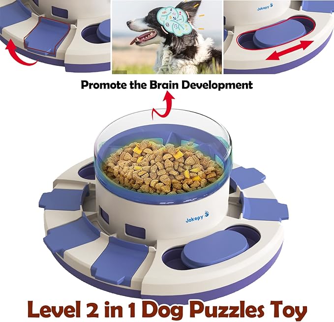 Dog Puzzle Toys for Boredom and Mental Stimulation, Interactive Slow Food Feeder Dispenser, Professional Level 2 in 1 for Large/Medium/Small Dogs-Mewly Pet