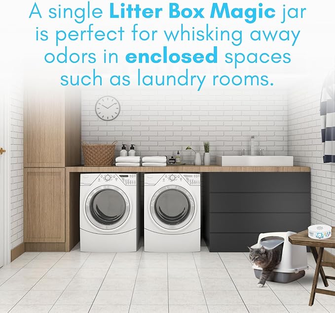 Cat Litter Deodorizer Jar (Fresh Scent, 16 Oz, Pack of 2) - Cat Litter Odor Absorber Gel In A Jar - Litter Box Pet Air Freshener - Litter Odor Eliminator to Freshen Air-Mewly Pet