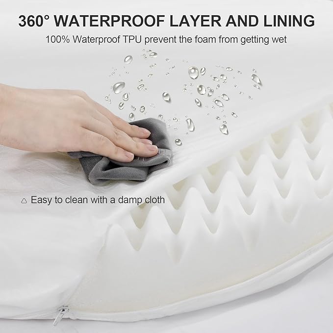 3.7 inch Thickened Orthopedic Dog Beds for Large Dogs, Supportive Dog Sofa Bed with 28D Egg-Crate Foam, Removable Washable Plush Cover, Waterproof Lining, Half-Round Design for Puppy, Senior Dog-Mewly Pet