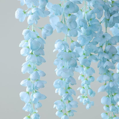 mizii 6Pcs Grey Wisteria Hanging Flowers 48" Silk Wisteria Artificial Flowers Garland Vines Fake Hanging Flowers Decoration for Wedding Flower Wall Backdrop Centerpieces Party Room Decor (Grey)